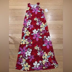 NWT LuLaRoe Dani Red Pink Bold Large Print Floral Maxi Tank Dress 2XL C39